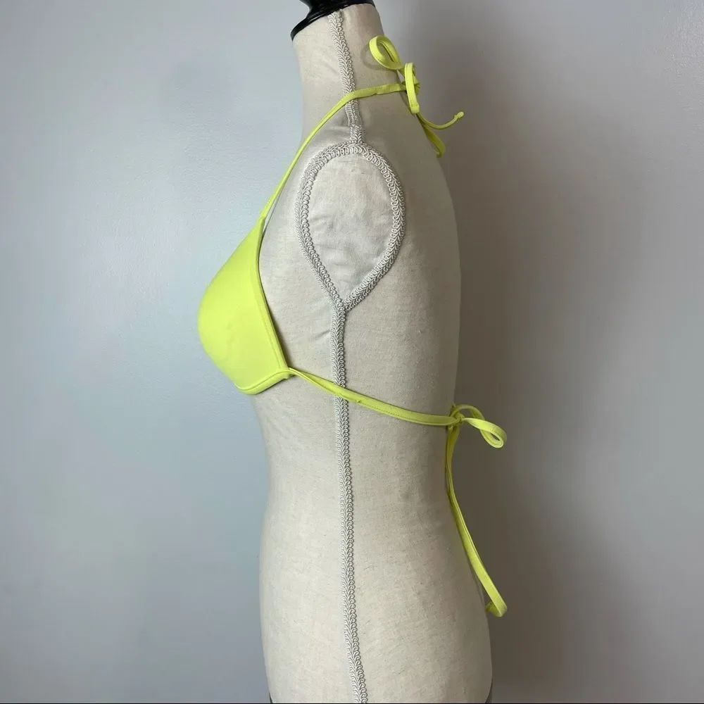 Forever 21 Neon Yellow Triangle Bikini Top Size L, Adjustable Swimwear
